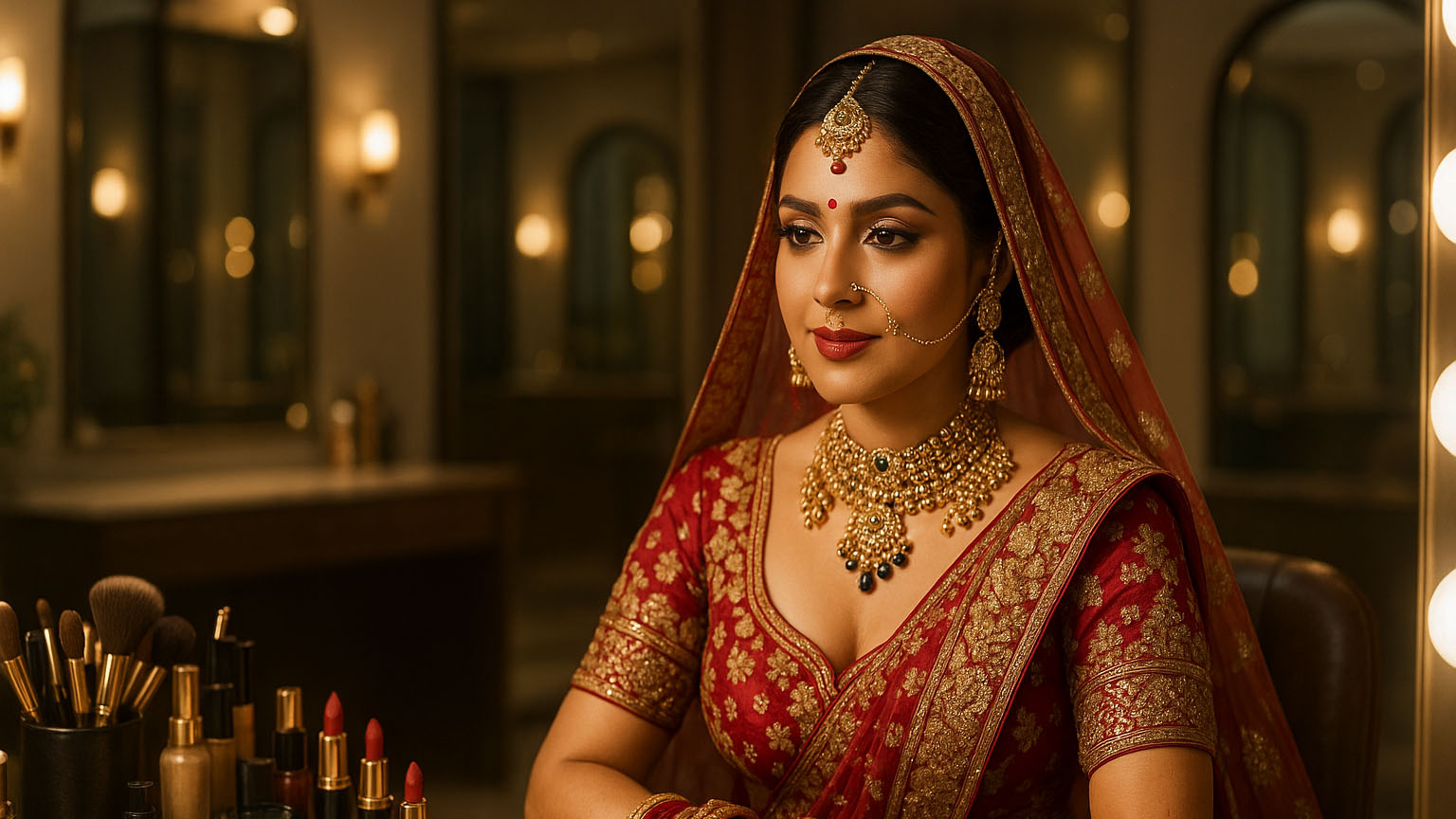 Beautiful bride with flawless makeup